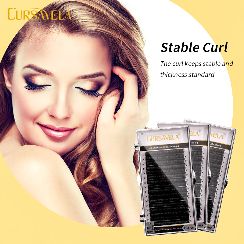 Cursavela Luxury Round Curl Eyelash Extensions for Natural to Dramatic Volume