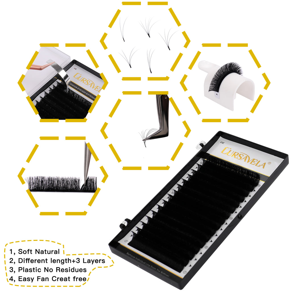 Premium C-Curl Volume Eyelash Extensions - Fluffy & Full Look
